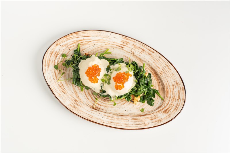 Яйца по-флорентийски с красной икрой